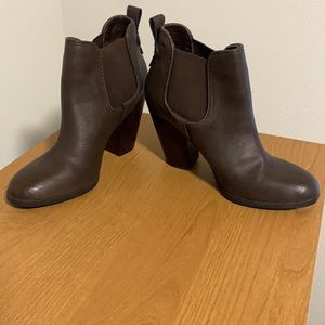 Brown ankle booties with heel